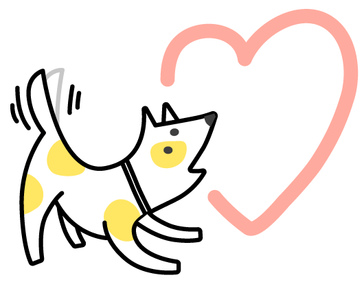 Custard the T4G dog bowing to a heart