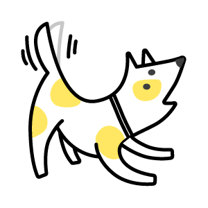 Custard the T4G dog carrying a bag