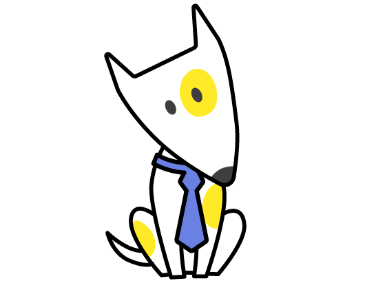 Custard the T4G dog wearing a tie